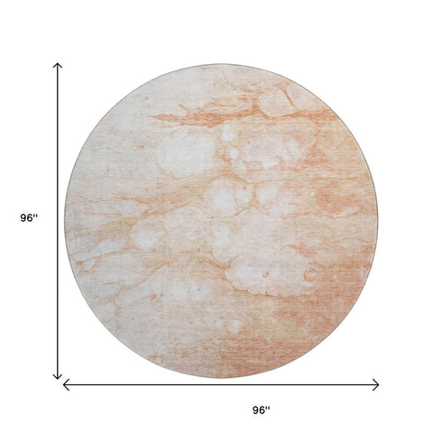 9' X 12' Coral And Ivory Abstract Washable Area Rug With UV Protection
