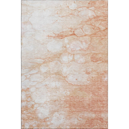 9' X 12' Coral And Ivory Abstract Washable Area Rug With UV Protection