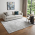 9' X 12' Silver And Gray Abstract Washable Area Rug With UV Protection