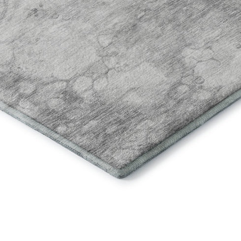 9' X 12' Silver And Gray Abstract Washable Area Rug With UV Protection
