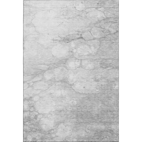 9' X 12' Silver And Gray Abstract Washable Area Rug With UV Protection