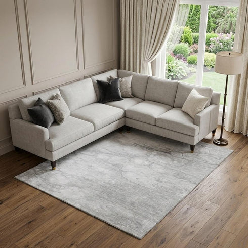 9' X 12' Silver And Gray Abstract Washable Area Rug With UV Protection