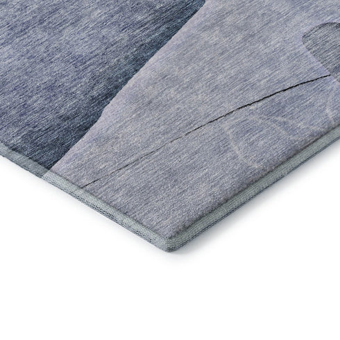 9' X 12' Blue And Ivory Floral Washable Area Rug With UV Protection