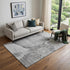 9' X 12' Gray And Silver Floral Washable Area Rug With UV Protection