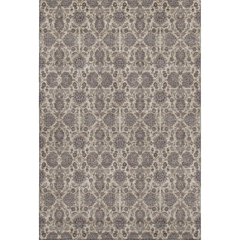 9' X 12' Ivory And Taupe Floral Washable Area Rug With UV Protection