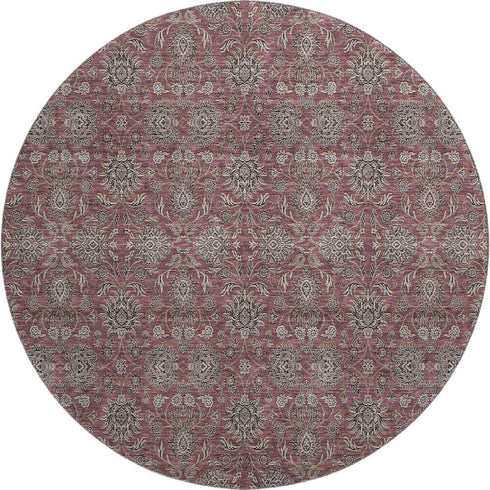 9' X 12' Merlot And Gray Floral Washable Area Rug With UV Protection