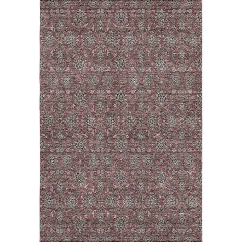 9' X 12' Merlot And Gray Floral Washable Area Rug With UV Protection