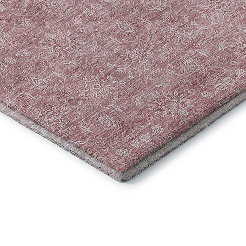 9' X 12' Blush And Ivory Floral Washable Area Rug With UV Protection