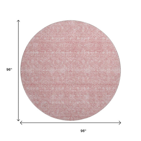 9' X 12' Blush And Ivory Floral Washable Area Rug With UV Protection