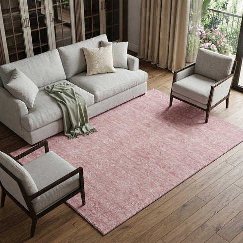 9' X 12' Blush And Ivory Floral Washable Area Rug With UV Protection