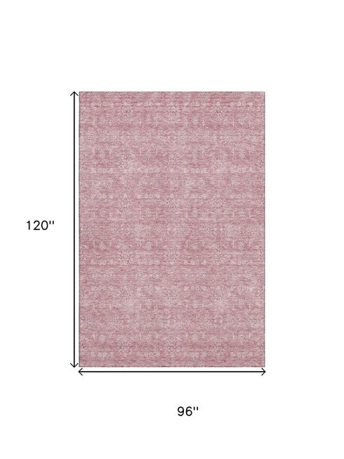 9' X 12' Blush And Ivory Floral Washable Area Rug With UV Protection
