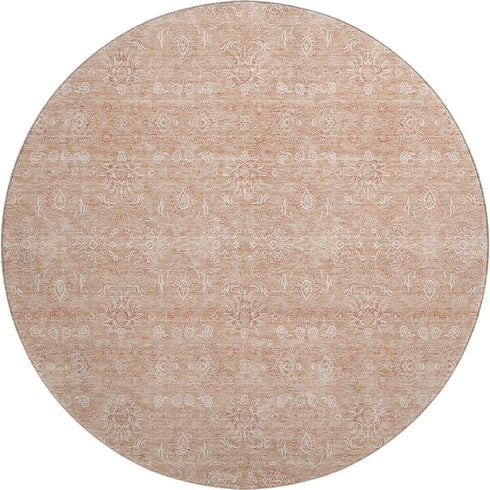9' X 12' Coral And Ivory Floral Washable Area Rug With UV Protection