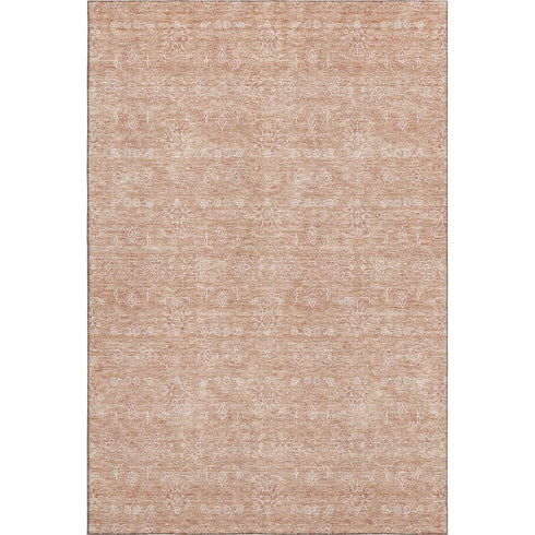 9' X 12' Coral And Ivory Floral Washable Area Rug With UV Protection