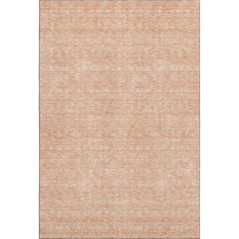 9' X 12' Peach And Ivory Floral Washable Area Rug With UV Protection