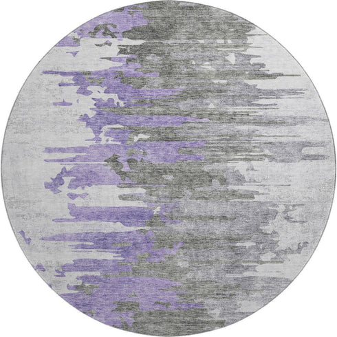 9' X 12' Purple Gray And Ivory Abstract Washable Area Rug With UV Protection