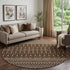9' X 12' Chocolate And Ivory Tribal Washable Area Rug With UV Protection