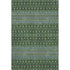 9' X 12' Olive Green Blue And Ivory Tribal Washable Area Rug With UV Protection