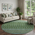 9' X 12' Olive Green Blue And Ivory Tribal Washable Area Rug With UV Protection