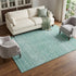 9' X 12' Aqua And Ivory Tribal Washable Area Rug With UV Protection