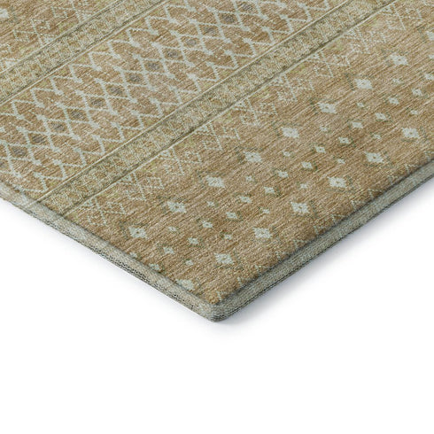 9' X 12' Copper And Ivory Tribal Washable Area Rug With UV Protection