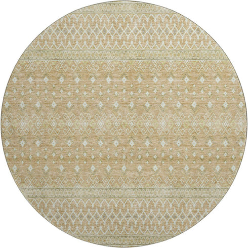 9' X 12' Copper And Ivory Tribal Washable Area Rug With UV Protection
