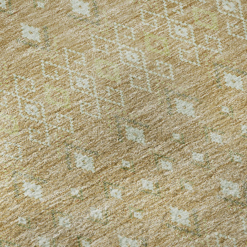 9' X 12' Copper And Ivory Tribal Washable Area Rug With UV Protection