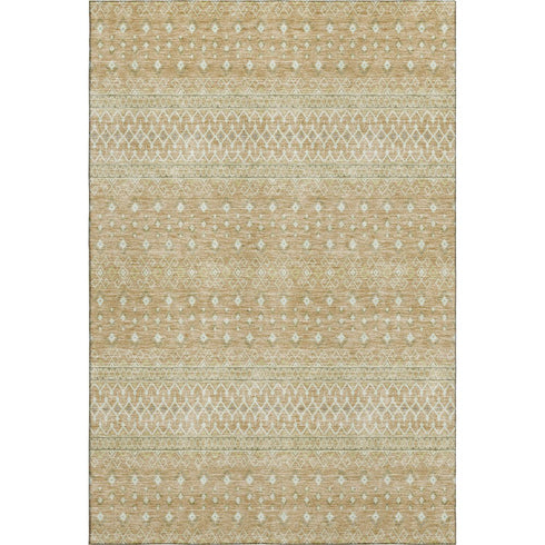 9' X 12' Copper And Ivory Tribal Washable Area Rug With UV Protection