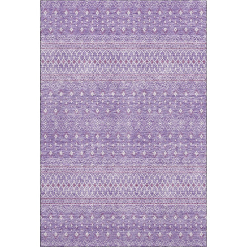 9' X 12' Lavender And Ivory Tribal Washable Area Rug With UV Protection