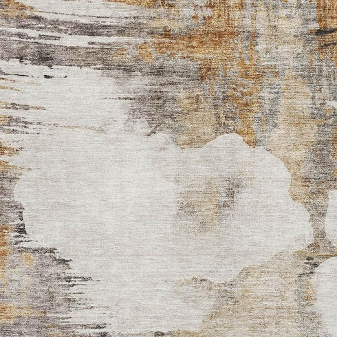 9' X 12' Beige Gray And Ivory Abstract Washable Area Rug With UV Protection