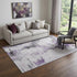9' X 12' Purple Gray And Ivory Abstract Washable Area Rug With UV Protection