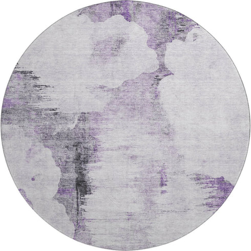 9' X 12' Purple Gray And Ivory Abstract Washable Area Rug With UV Protection