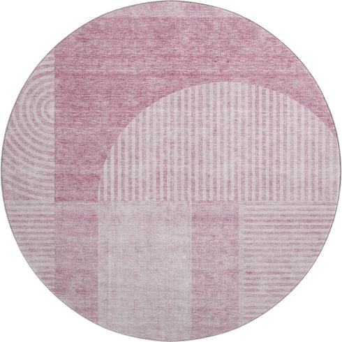 9' X 12' Blush And Ivory Geometric Washable Area Rug With UV Protection