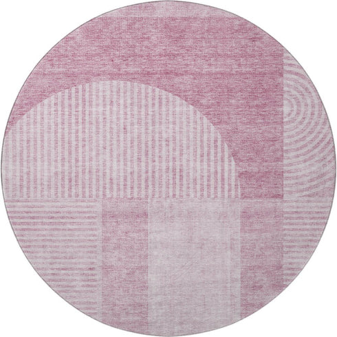 9' X 12' Blush And Ivory Geometric Washable Area Rug With UV Protection