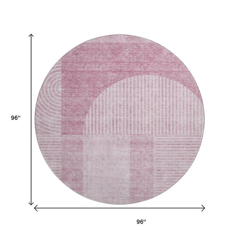 9' X 12' Blush And Ivory Geometric Washable Area Rug With UV Protection