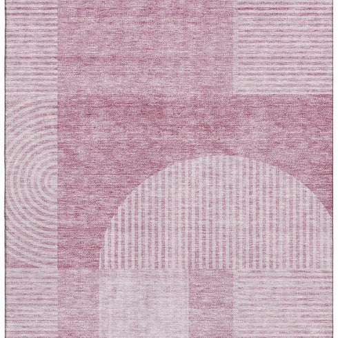 9' X 12' Blush And Ivory Geometric Washable Area Rug With UV Protection