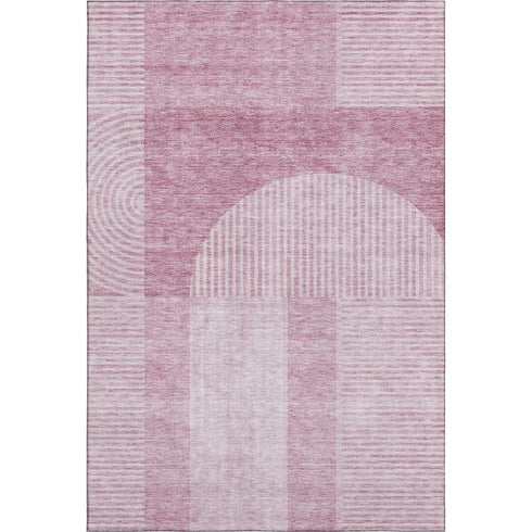 9' X 12' Blush And Ivory Geometric Washable Area Rug With UV Protection