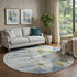 9' X 12' Blue Ivory And Gold Floral Washable Area Rug With UV Protection