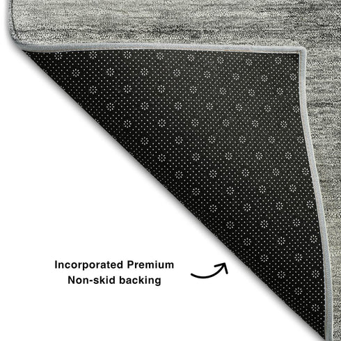 9' X 12' Gray And Silver Floral Washable Area Rug With UV Protection