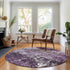 9' X 12' Eggplant And Ivory Abstract Washable Area Rug With UV Protection