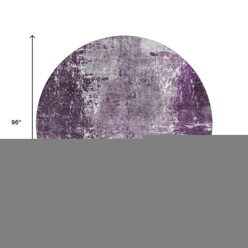 9' X 12' Eggplant And Ivory Abstract Washable Area Rug With UV Protection