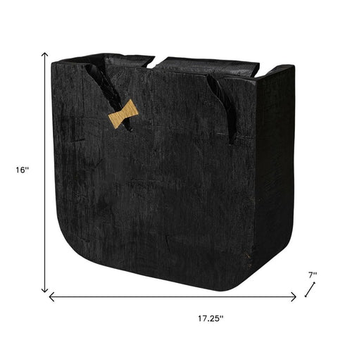 Black Wood Square Pot Planter
