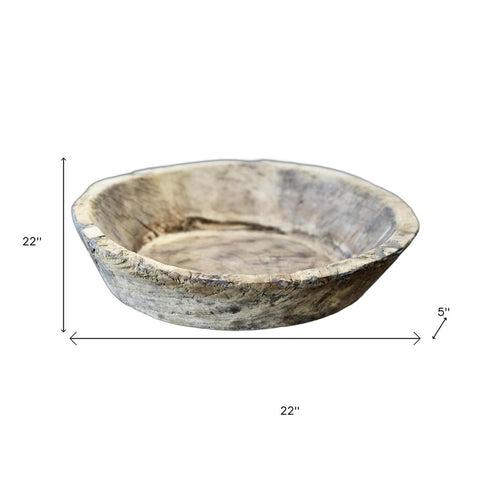 5" Beige Wood Decorative Bowl