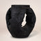 14" Black Solid Wood Table Vase With Sculptural Details