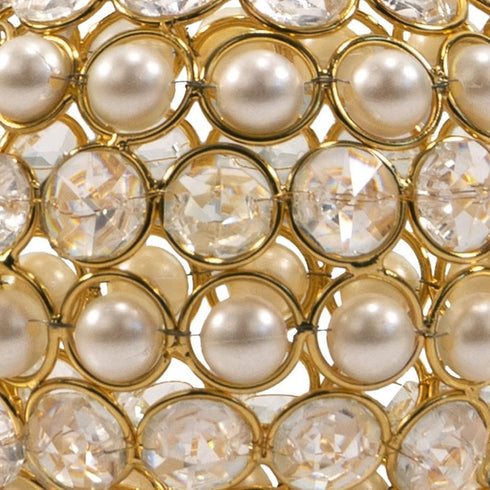 Set of Two Gold Ivory And Pearl Faux Crystal And Metal Decorative Orbs