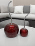 21" Red And Silver Aluminum Cherry Tabletop Sculpture