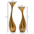 Set of Two Antiqued Gold Aluminum Wavy Faceted Tabletop Pillar Candle Holders