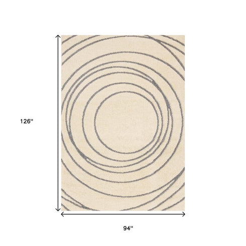 8' X 11' Cream And Gray Abstract Area Rug