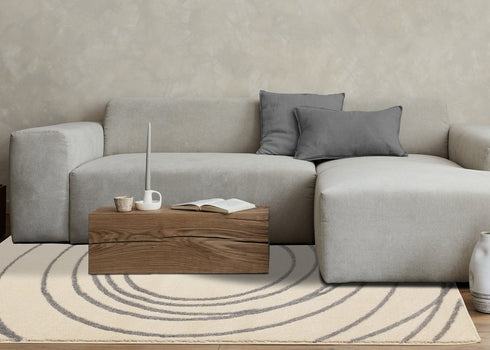 8' X 11' Cream And Gray Abstract Area Rug