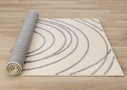 8' X 11' Cream And Gray Abstract Area Rug