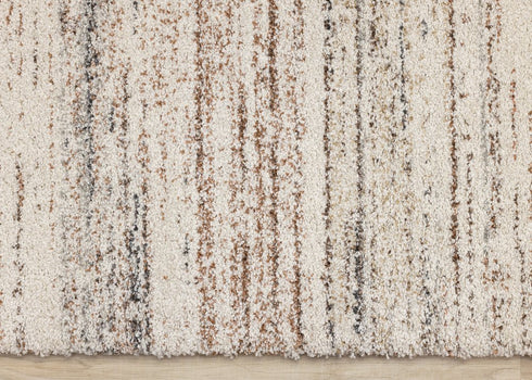 8' X 11' White And Orange Abstract Area Rug